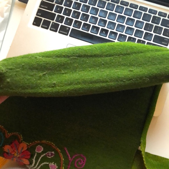 Vintage Green Floral Embroidered Hippie Boho Bag - Picture 7 of 8